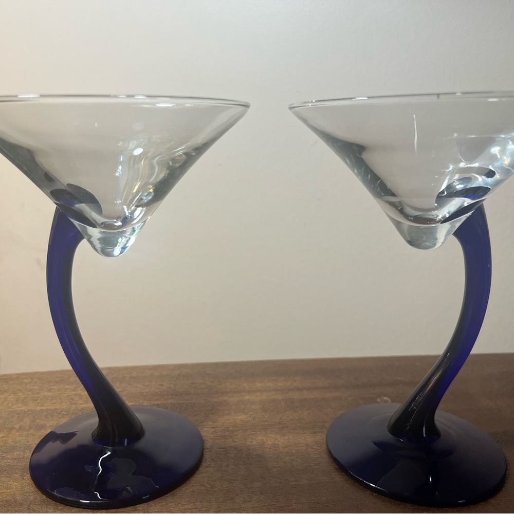 Elegant Blue Stem Martini Glasses